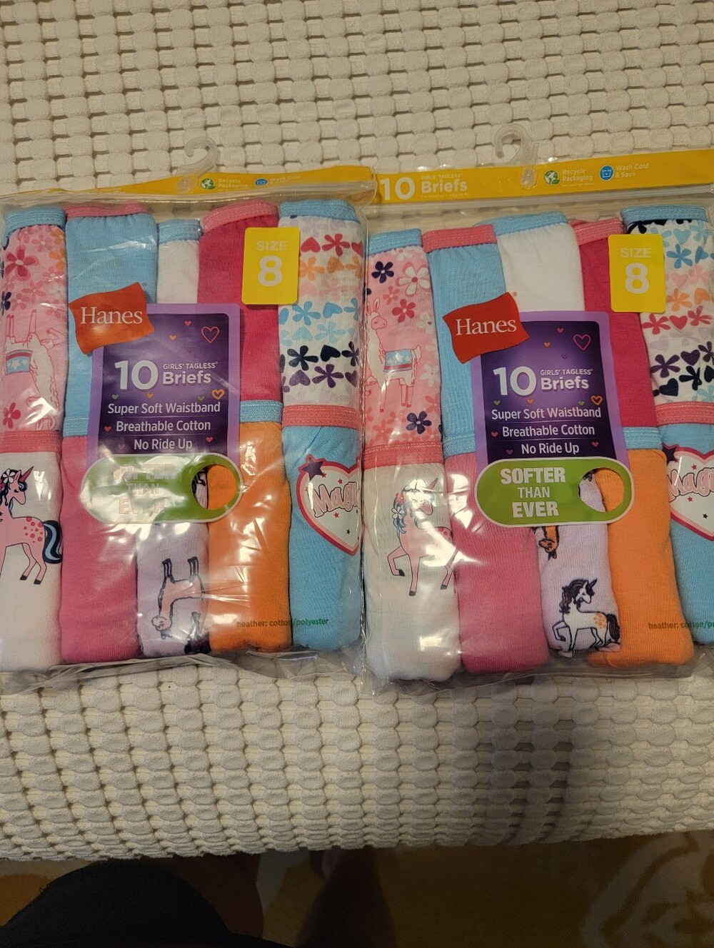 Hanes Girls' Assorted Pastel Briefs - Pink, Blue, White Size 8, 10 Per Package